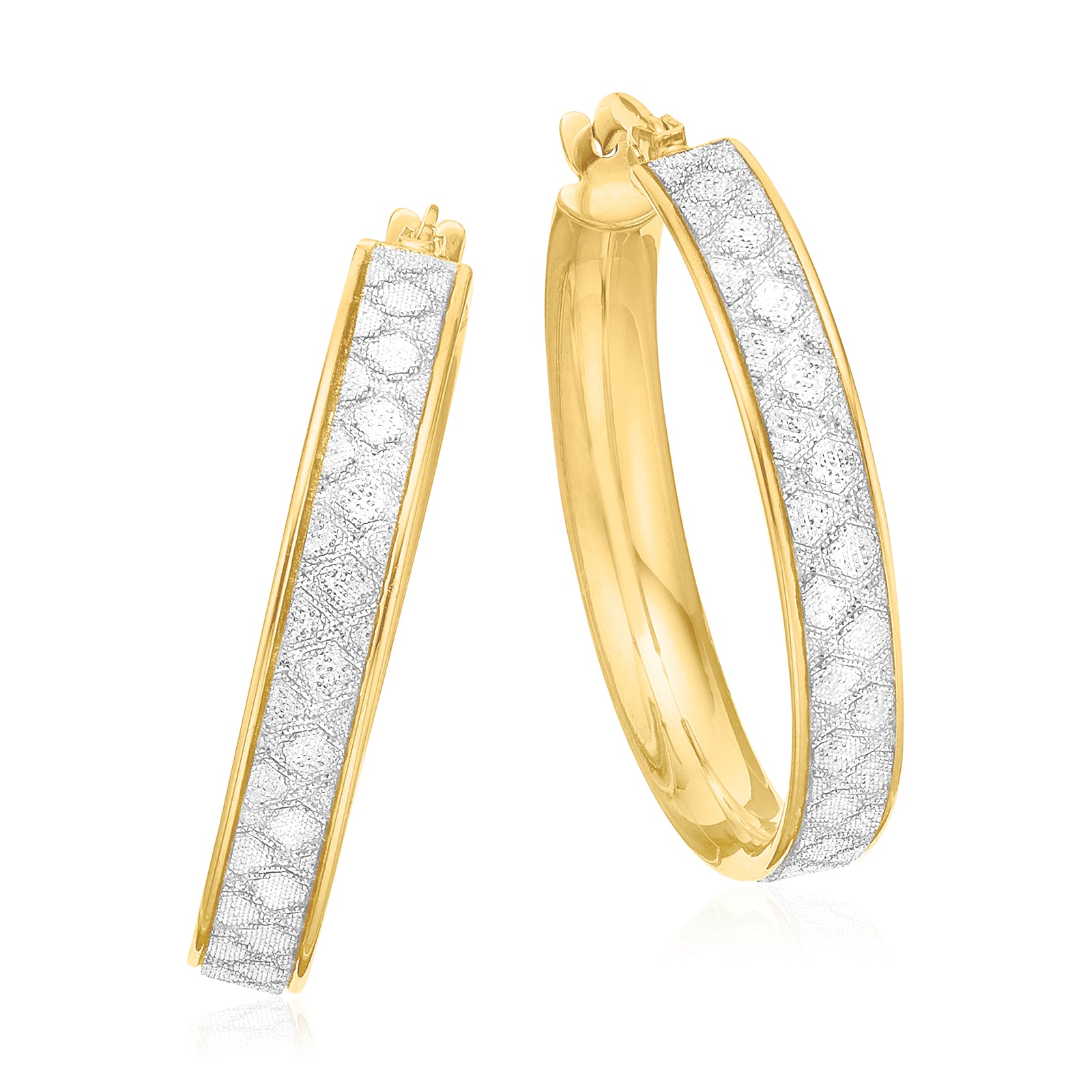 9ct Yellow Gold Glitter Hoop Earrings