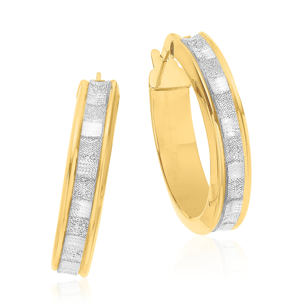 9ct Yellow Gold with Glitter Hoop Earrings – Zamels