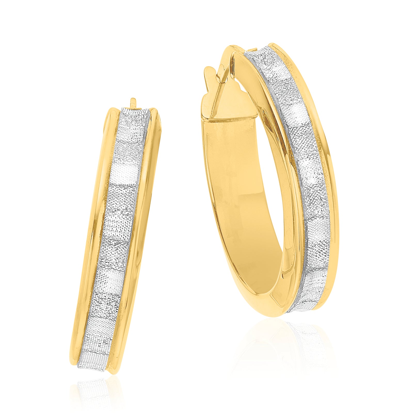 9ct Yellow Gold with Glitter Hoop Earrings