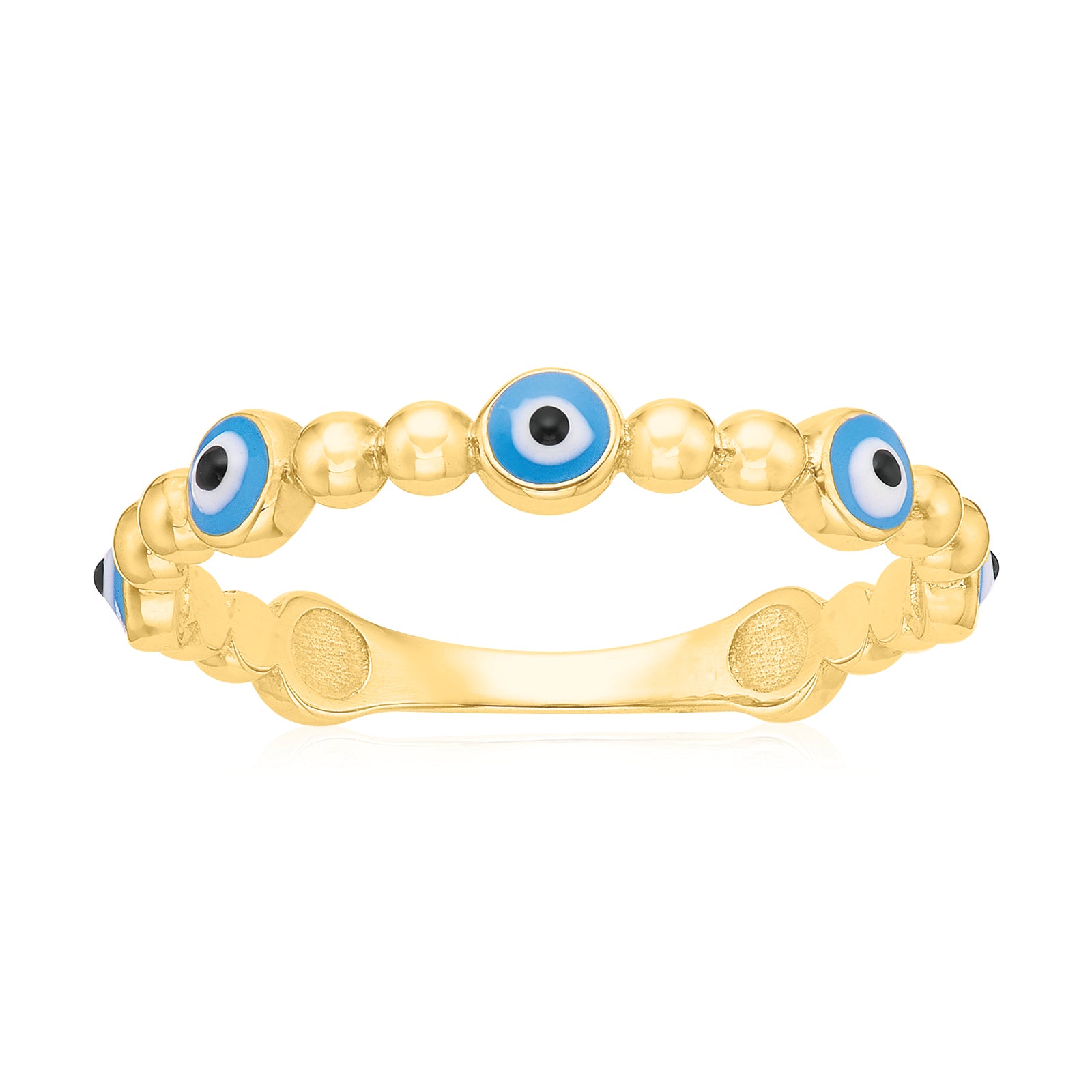 9ct Yellow Gold Round Enamel Evil Eye Ring