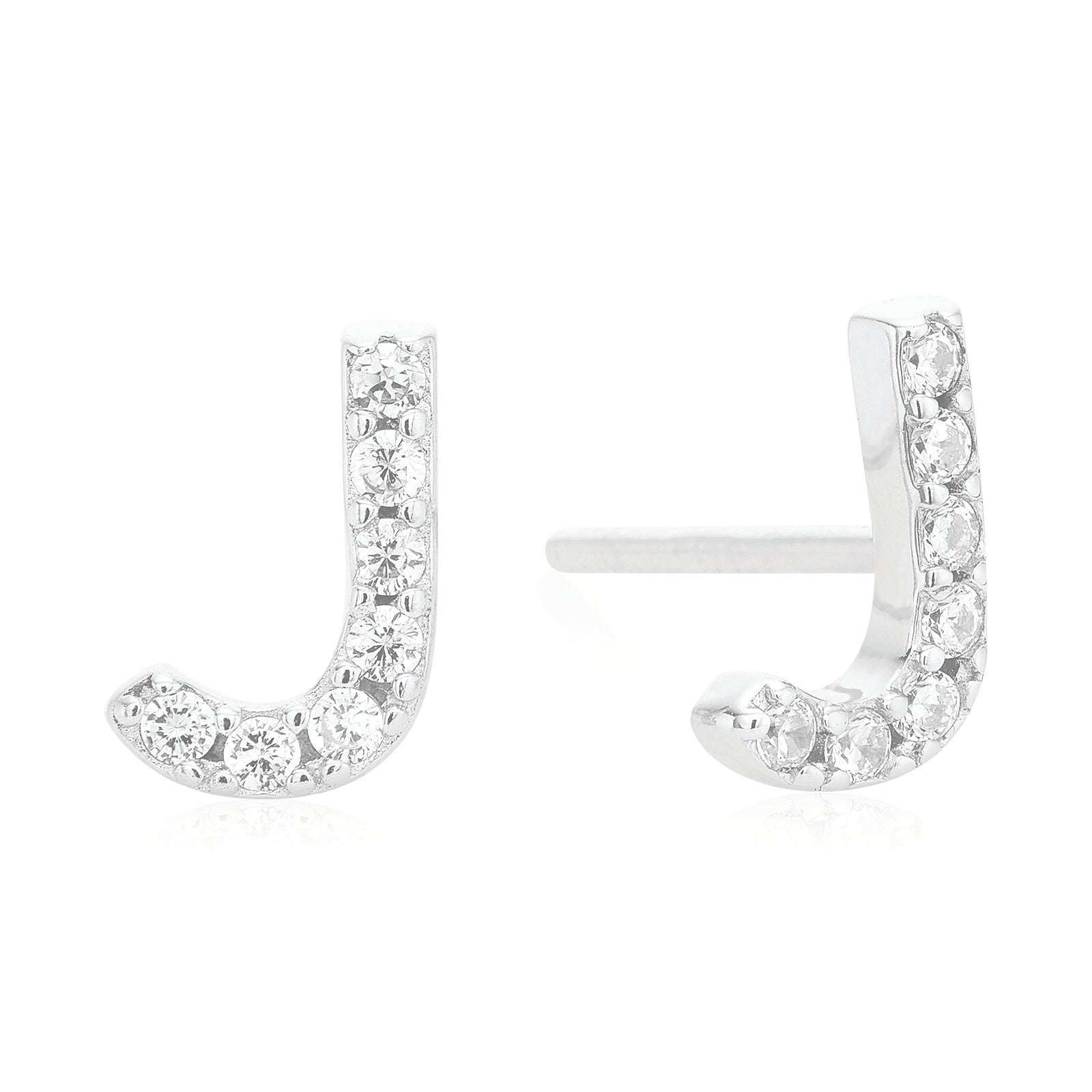 Initial stud earrings on sale silver