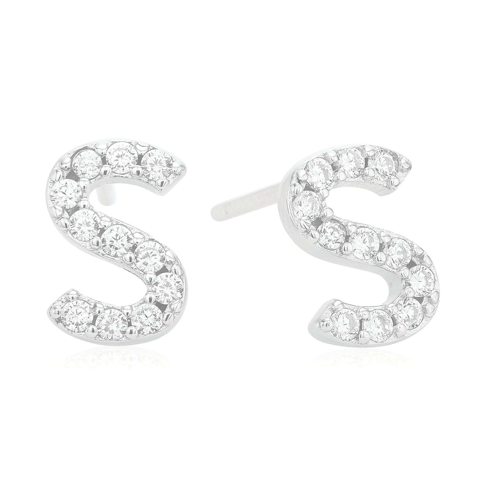 Diamond Initial Stud Earrings - Zoe Lev Jewelry