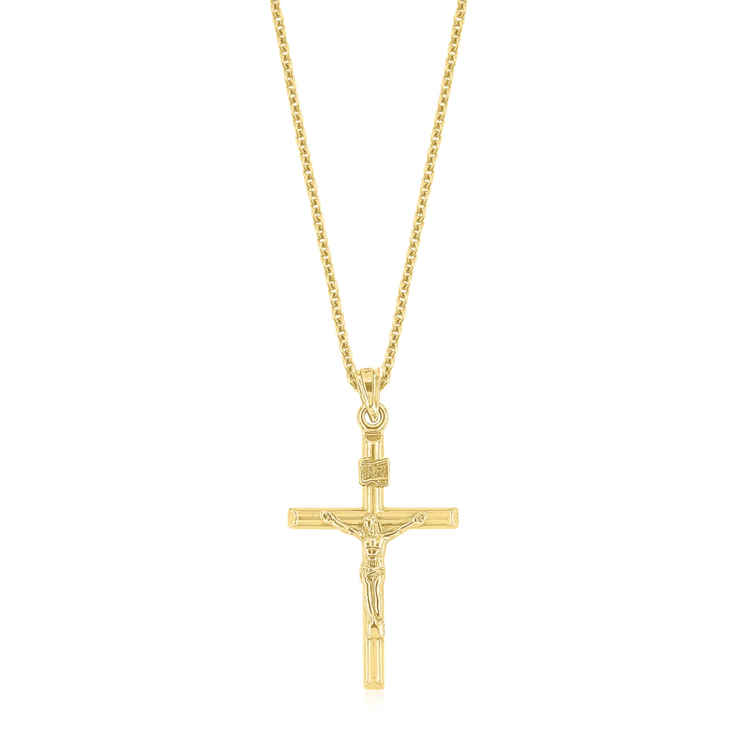 9ct Yellow Gold Silver Filled Cross Crucifix Pendant