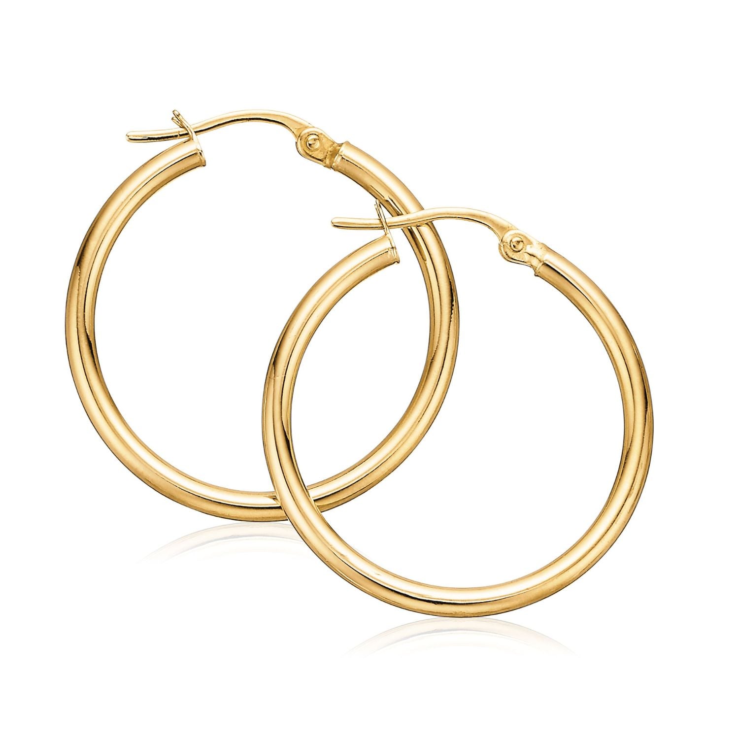 9ct Yellow Gold with Round Cut 2X20MM Polished Hoop Earrings – Zamels