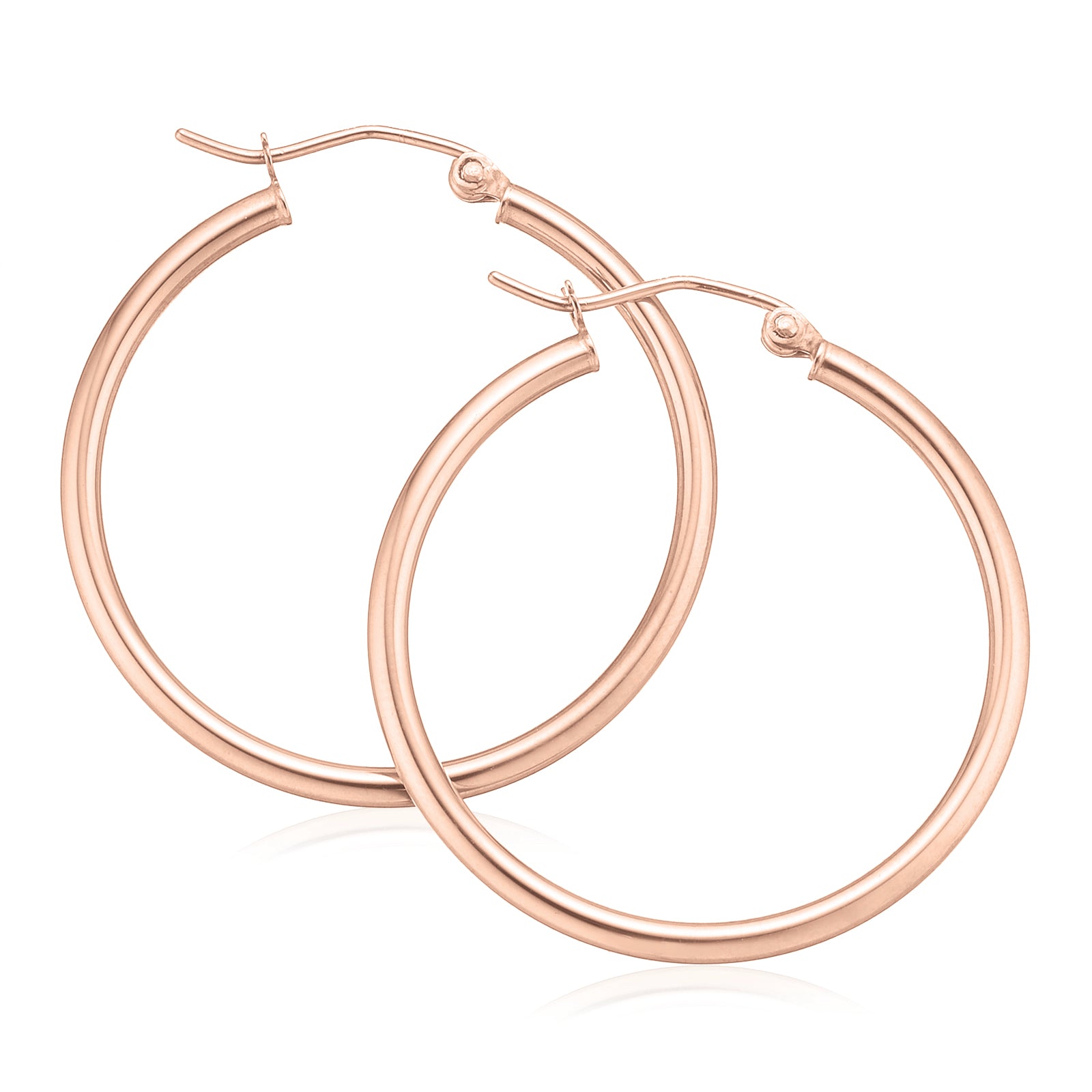 9ct Rose Gold 2x30mm Polished Hoop Earrings