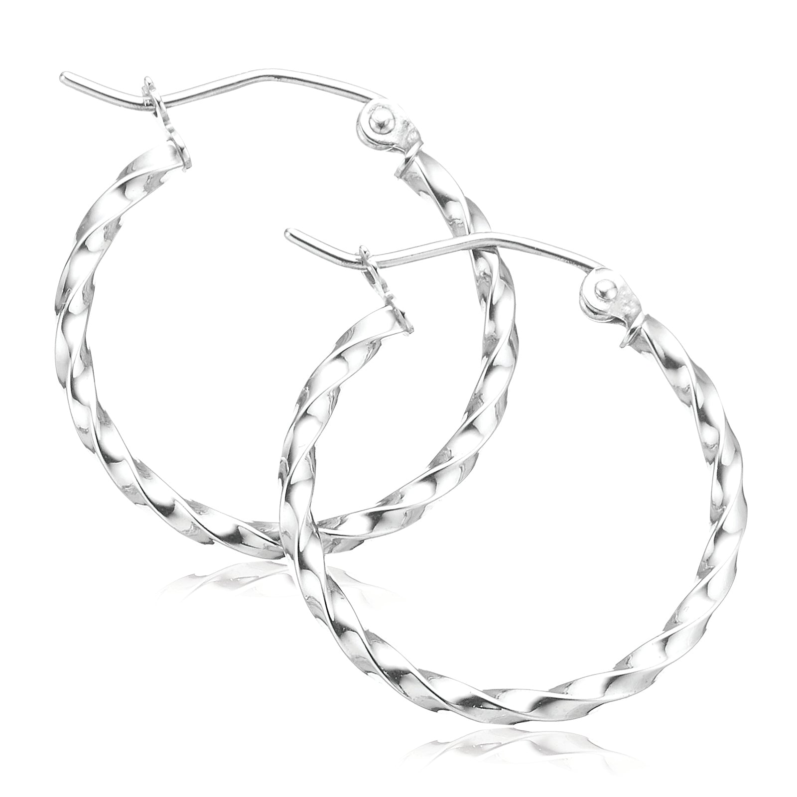 9ct White Gold 2X20MM Pattern Hoop Earrings – Zamels