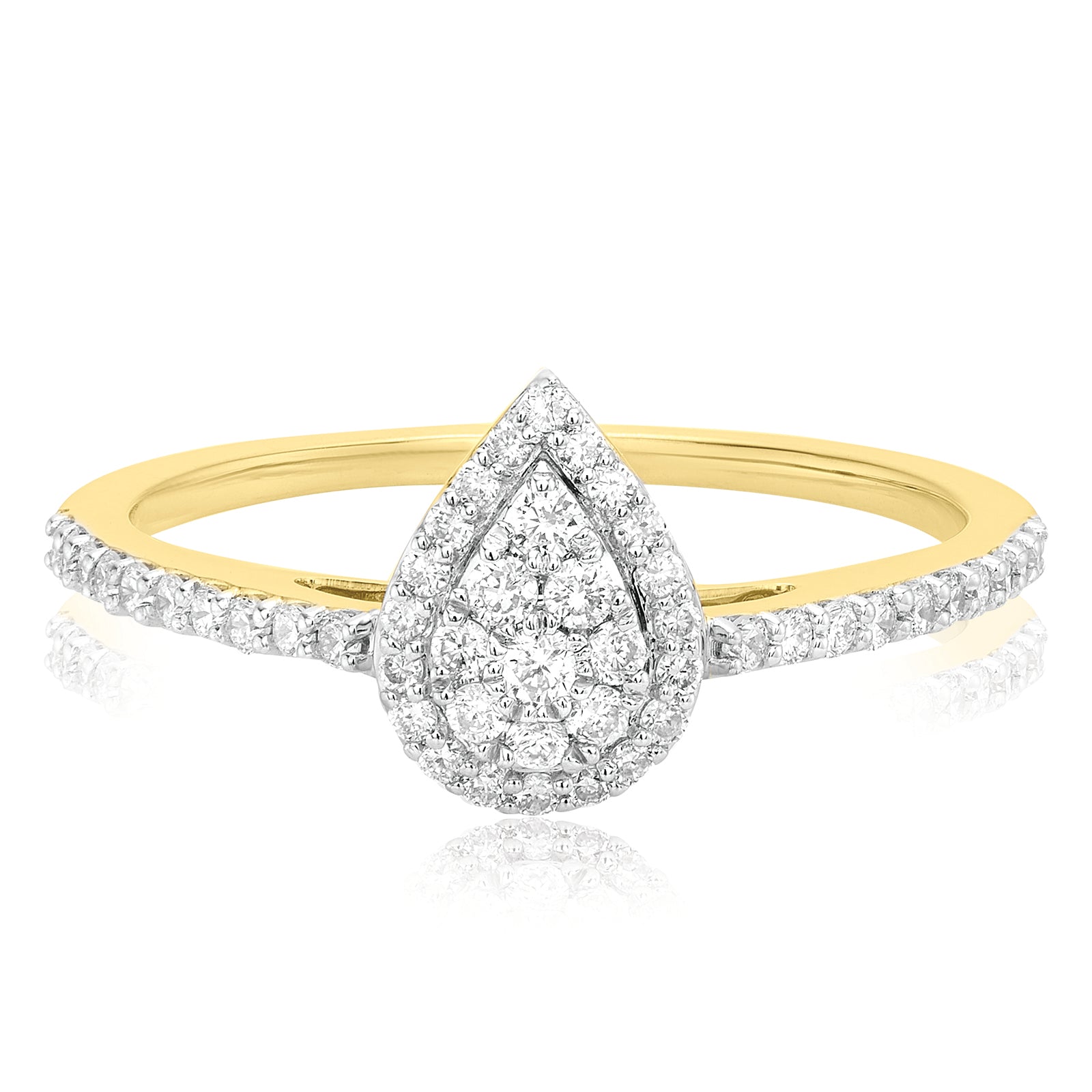 Celebration 9ct Yellow Gold with Round Brilliant Cut 0.40 CARAT tw of Lab Grown Diamond Engagement Ring