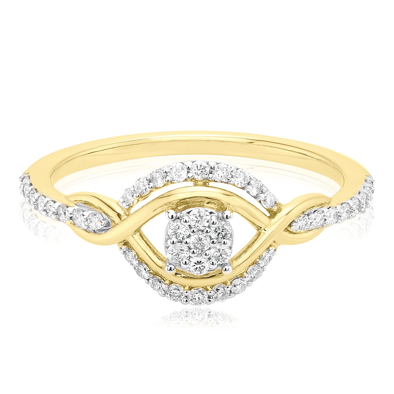 Celebration 9ct Yellow Gold with Round Brilliant Cut 1/4 CARAT tw of Lab Grown Diamond Engagement Ring