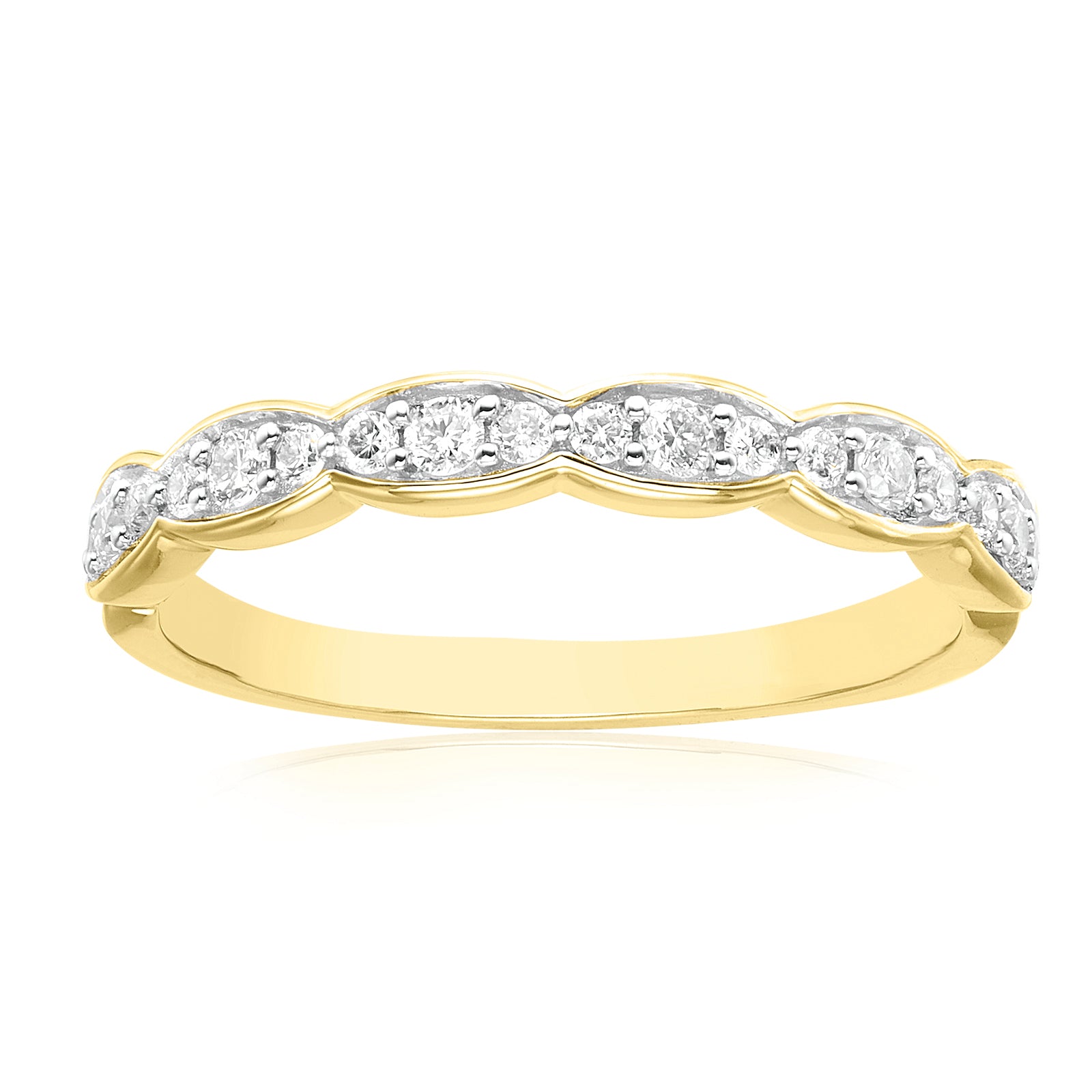 Celebration 9ct Yellow Gold with Round Brilliant Cut 1/4 CARAT tw of Lab Grown Diamond Wedding Band