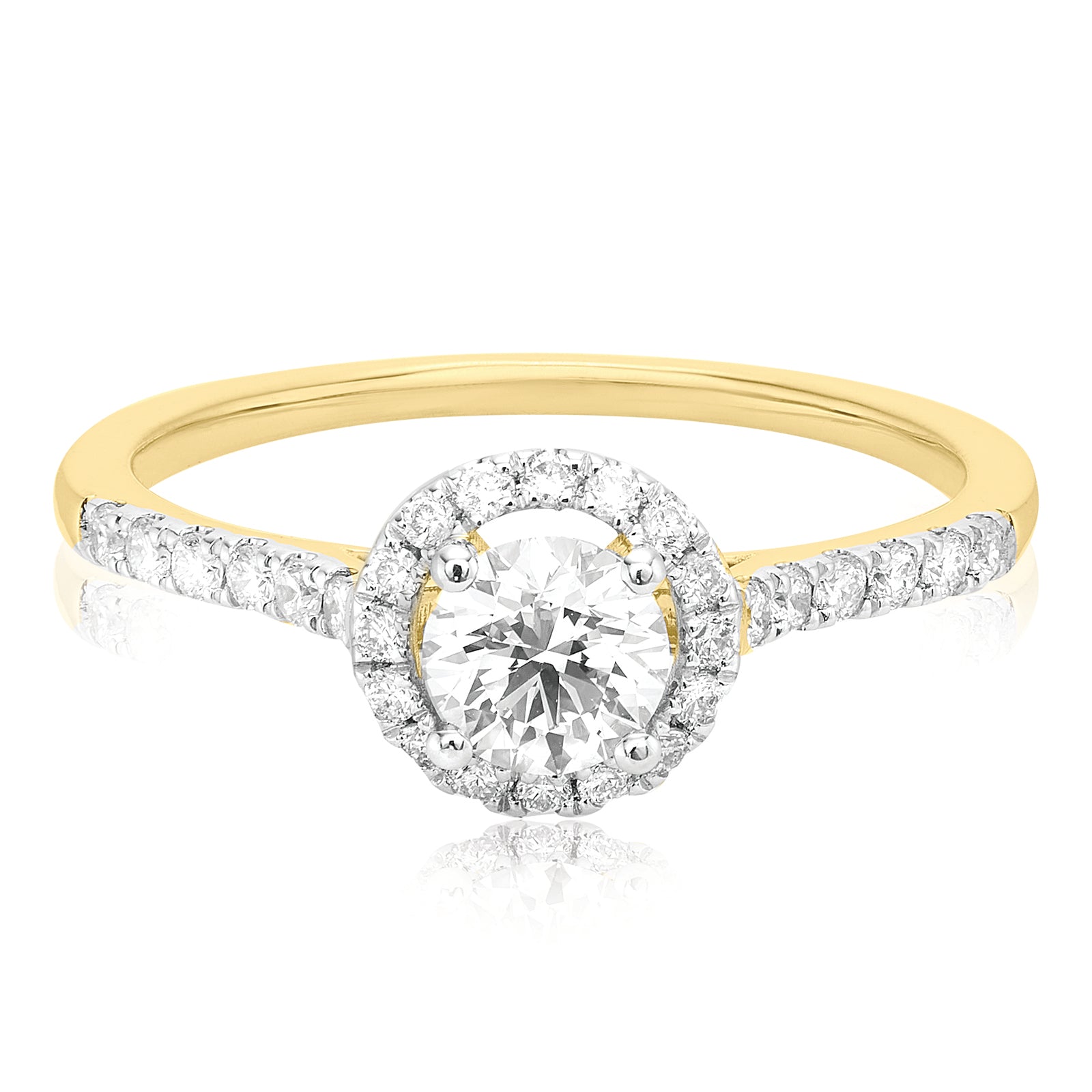 Celebration 18ct Yellow Gold with Round Brilliant Cut 3/4 CARAT tw of Lab Grown Diamond Engagement Ring