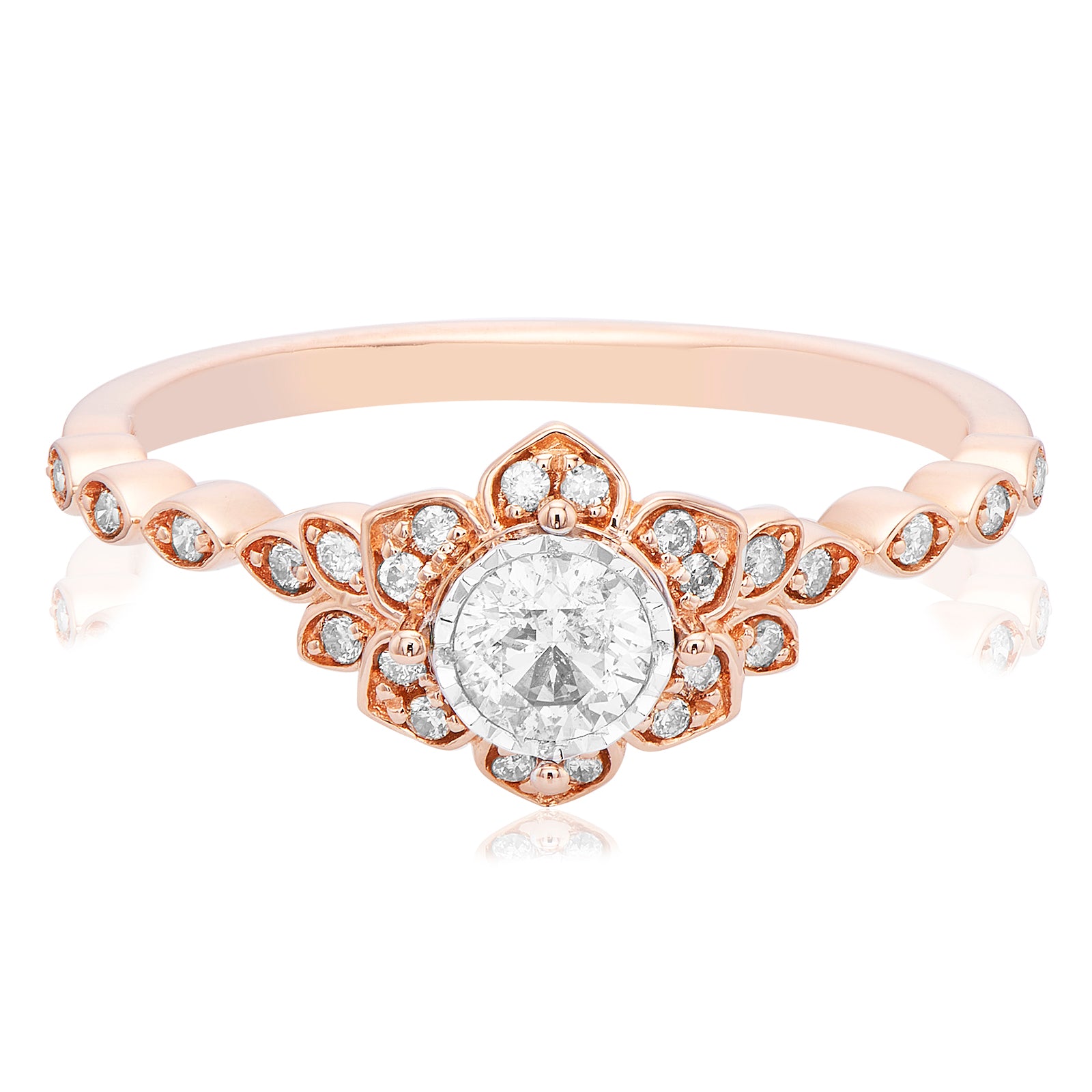 Rose gold brilliant hot sale cut diamond ring