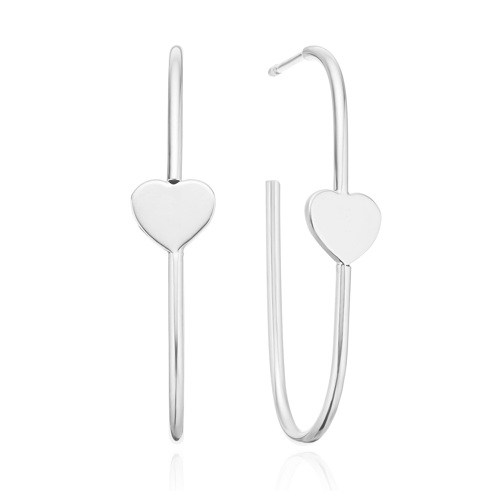 Sterling Silver Heart Half Hoop Earrings