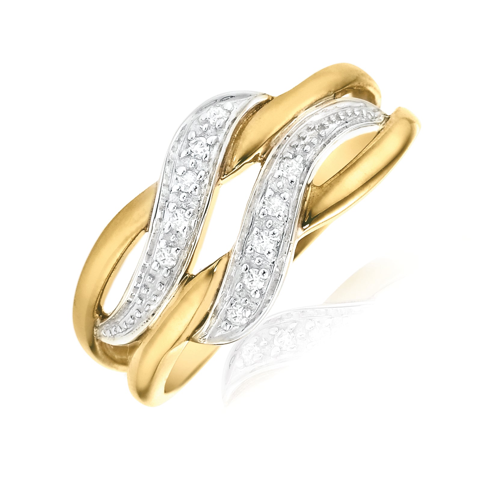 9ct Yellow Gold Round Brilliant Cut & Diamond Set Ring – Zamels