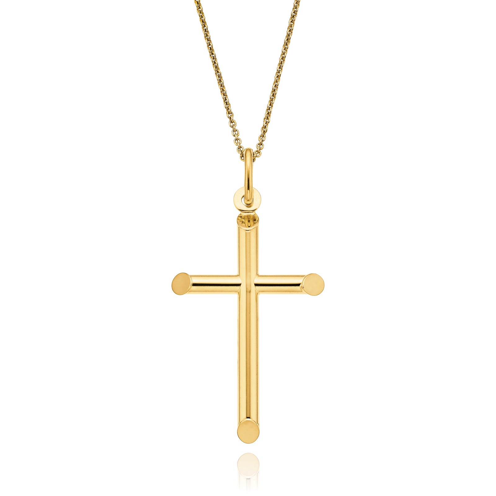 9ct Yellow Gold 32mm Polished Cross Pendant