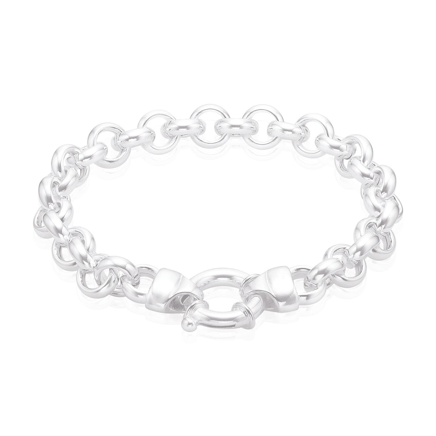 Sterling Silver 20cm Round Belcher Bracelet with Bolt Ring