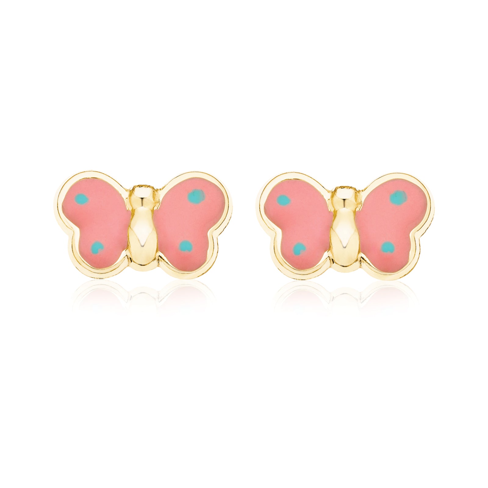 9ct Yellow Gold Enamel Butterfly Kids Stud Earrings