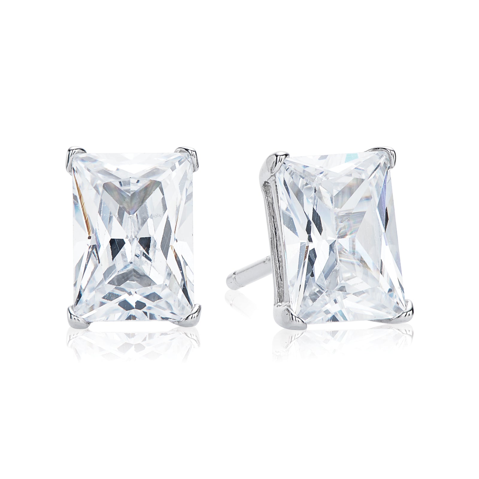 Sterling Silver 7x5mm Cubic Zirconia Stud Earrings – Zamels