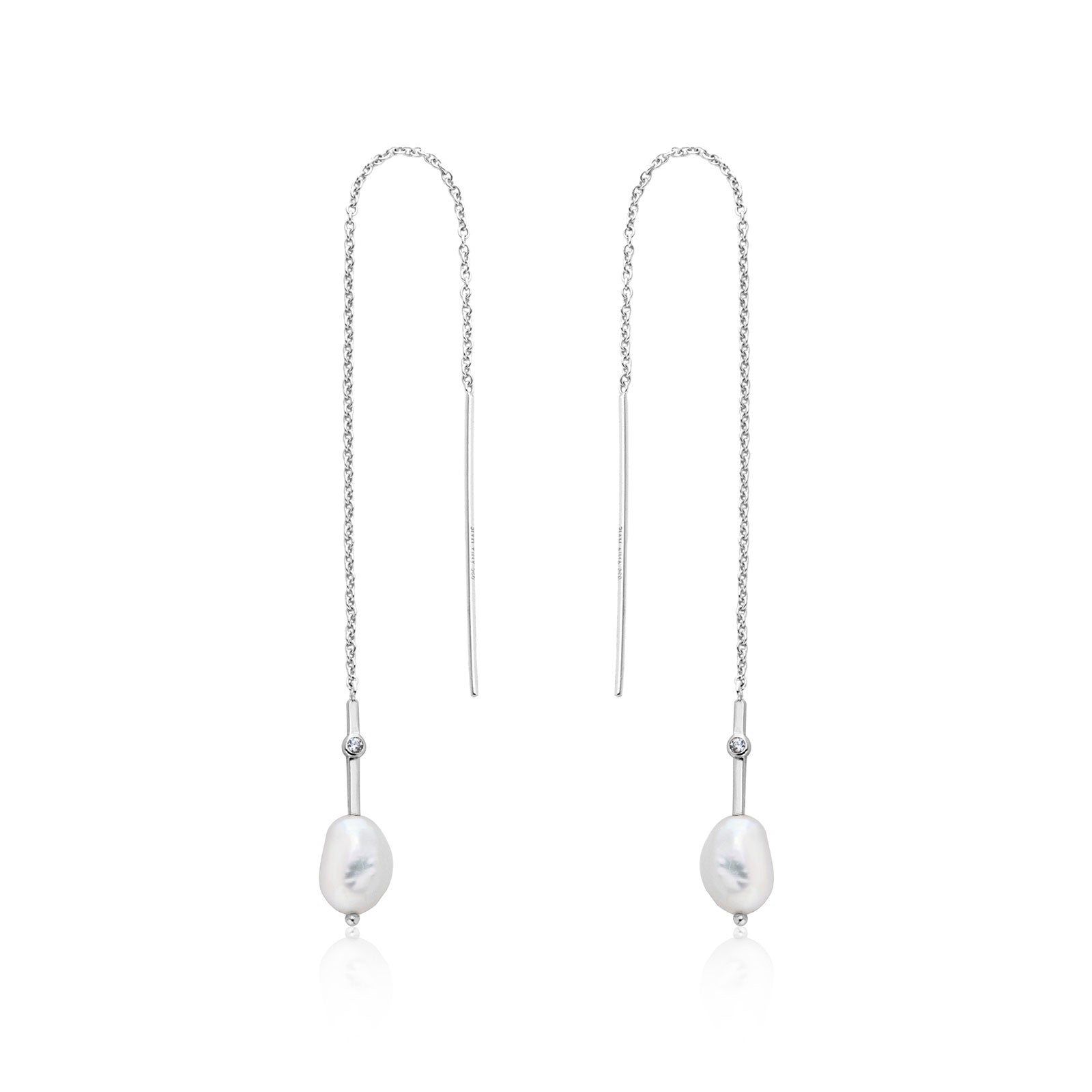 Ania Haie Sterling Silver Freshwater Pearl Threader Earrings