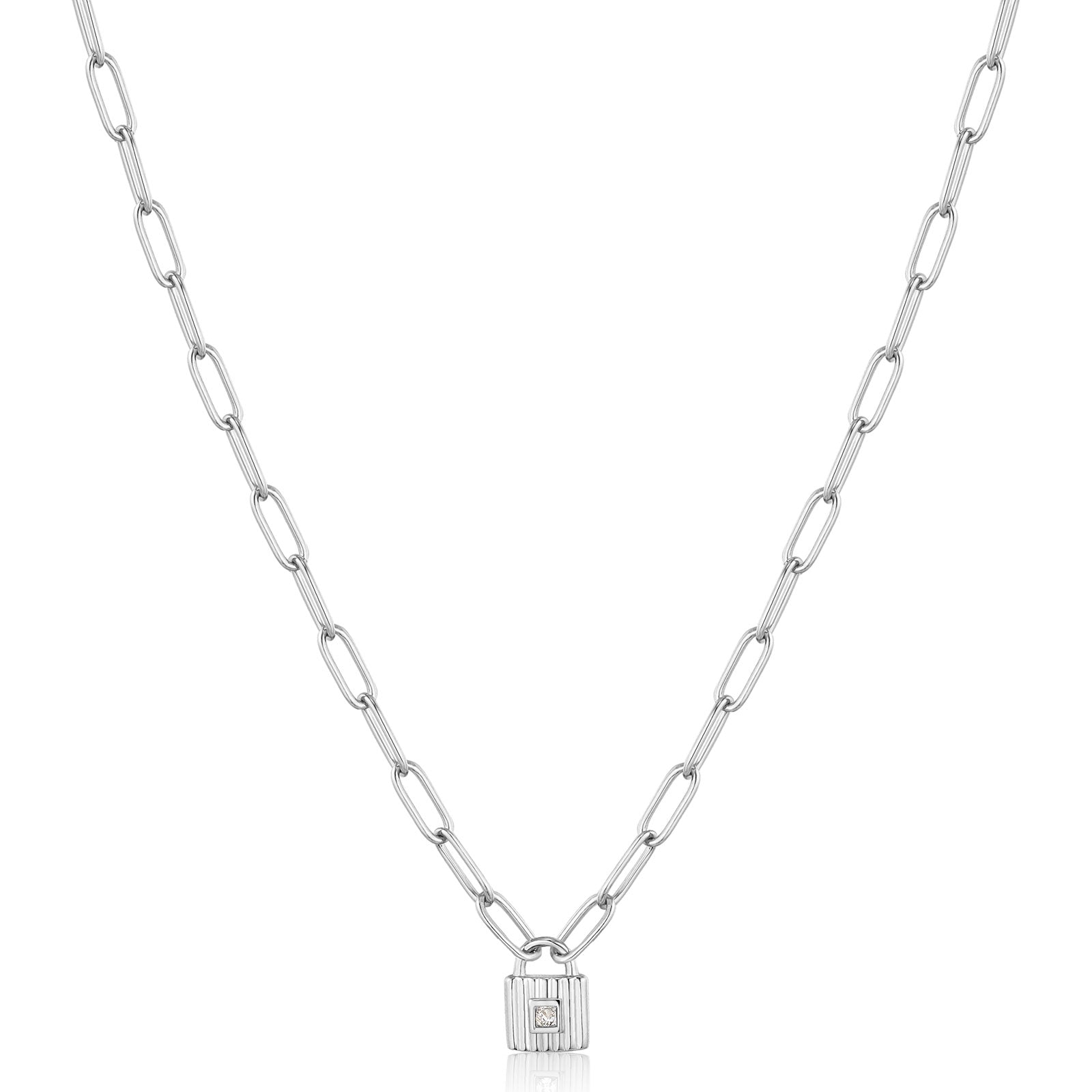 Ania Haie Sterling Silver Chunky Chain Padlock Necklace