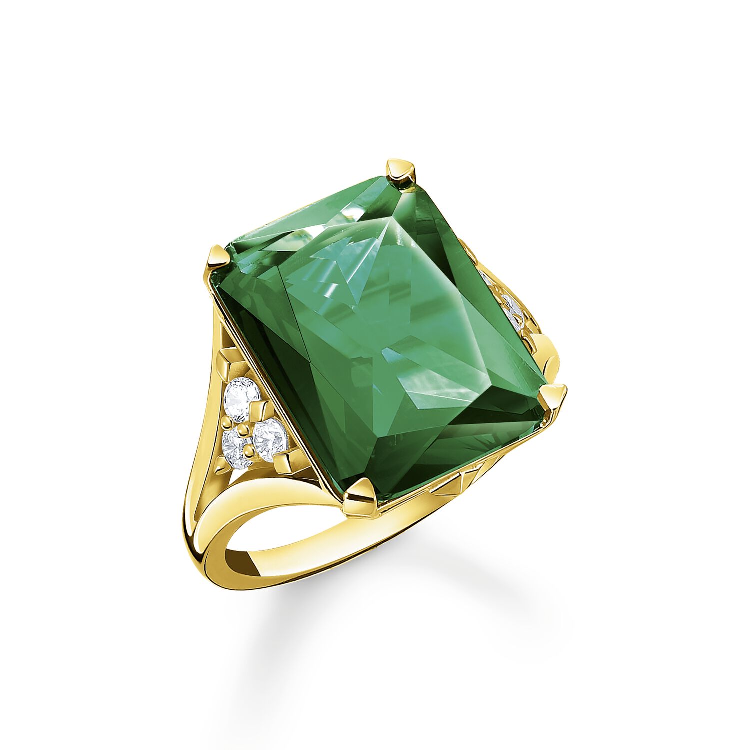 Thomas Sabo Ring Green Stone Gold - Size 50